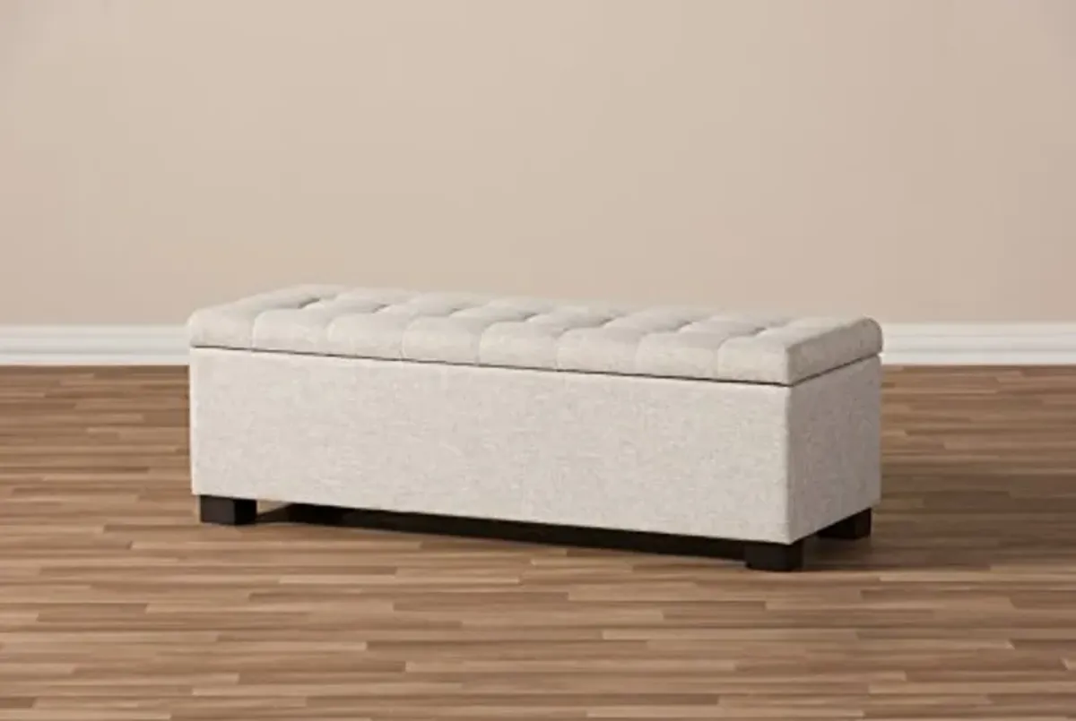 Baxton Studio Orillia Modern and Contemporary Beige Fabric Upholstered Grid-Tufting Storage Ottoman Bench