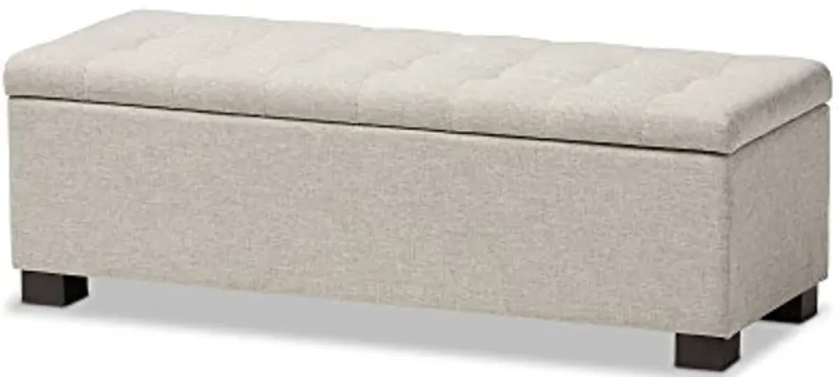 Baxton Studio Orillia Modern and Contemporary Beige Fabric Upholstered Grid-Tufting Storage Ottoman Bench