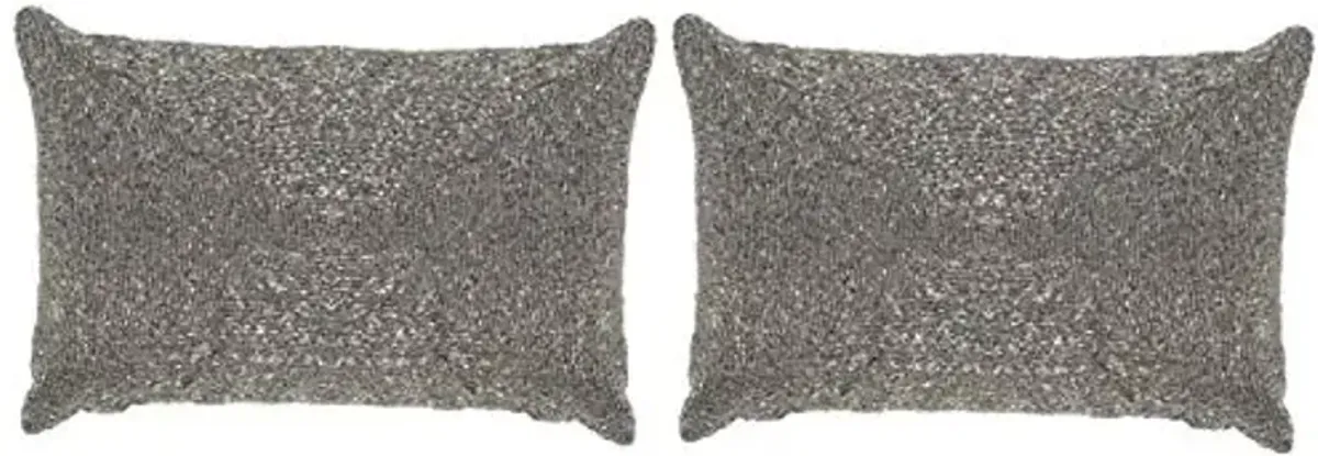 SAFAVIEH Pillow Collection 12 by 18-Inch, Glitter Sparkling Silver Throw Pillows (Set of 2)