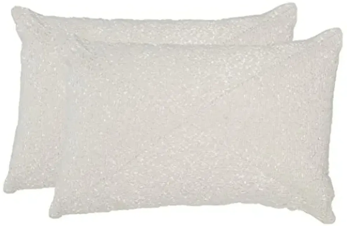 SAFAVIEH Pillow Collection 12 by 18-Inch, Glitter Sparkling Pearl Throw Pillows (Set of 2)