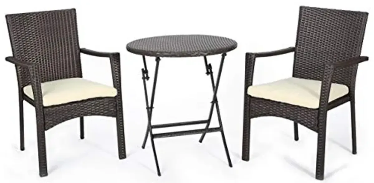 Christopher Knight Home Elba Bistro Set, 3-Pcs Set, Multibrown / Crème