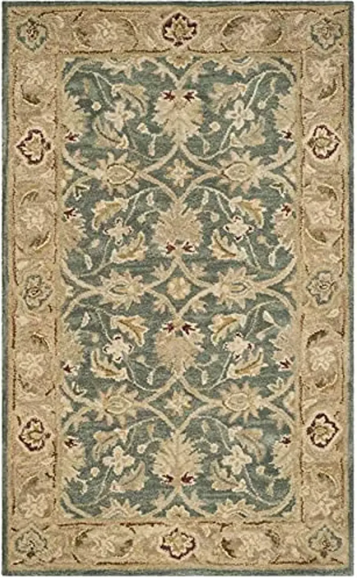SAFAVIEH Antiquity Collection Accent Rug - 4' x 6', Teal Blue & Taupe, Handmade Traditional Oriental Wool, Ideal for High Traffic Areas in Entryway, Living Room, Bedroom (AT849B)