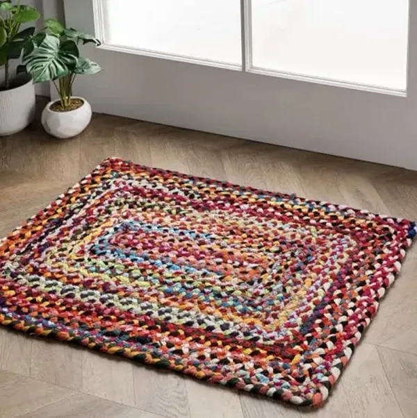Nuloom Tammara Multicolor, 2' x 3', Hand Braided, Bohemian, Cotton, Soft and Cozy, High Traffic, Stain Resistant, Easy Clean, Durable Area Rug for Bedroom, Living Room, Dining, Den, Entryway