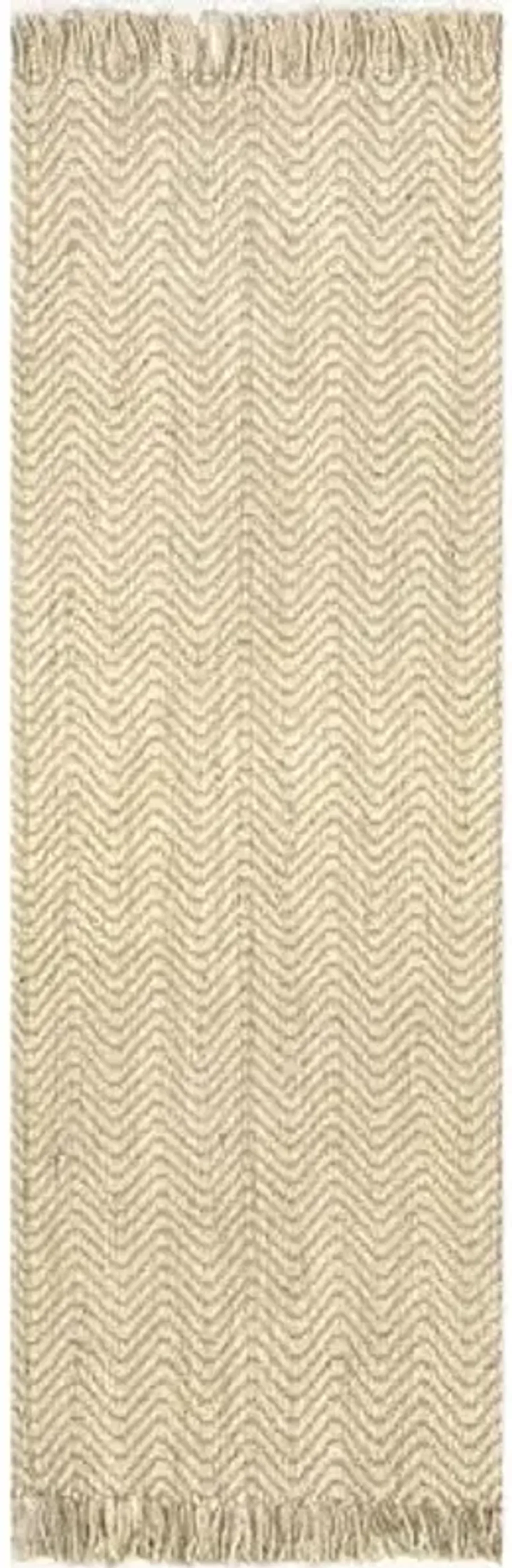 nuLOOM Don Chevron Jute Tasseled Runner Rug, 2' 6" x 8', Natural