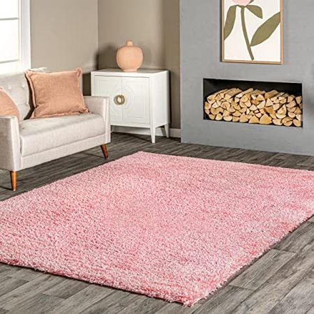 nuLOOM Gynel Contemporary Shag Area Rug, 6' 7" x 9', Baby Pink