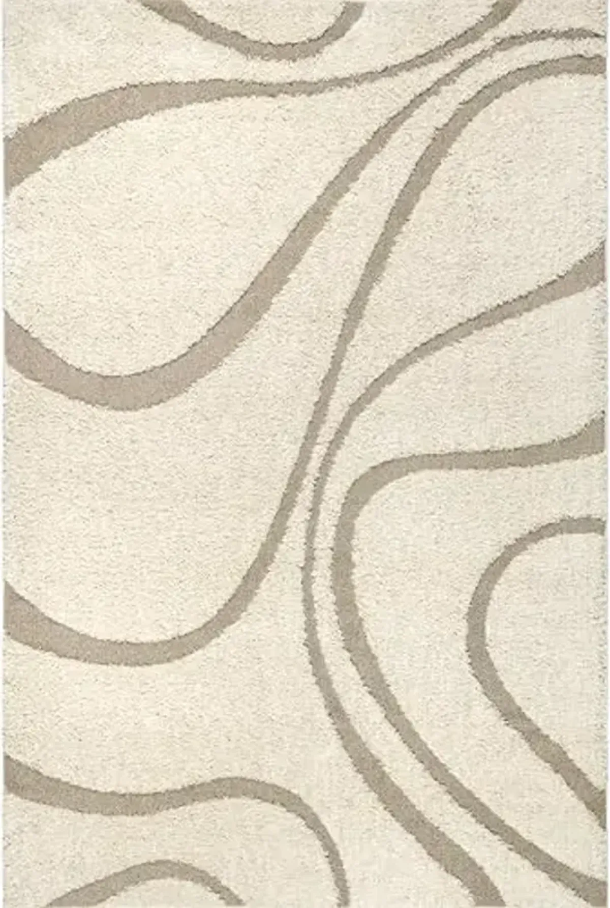 nuLOOM Carolyn Modern Shag Area Rug - 7'10" Round Shag Area Rug Transitional Cream/Orange Rugs for Living Room Bedroom Dining Room Nursery