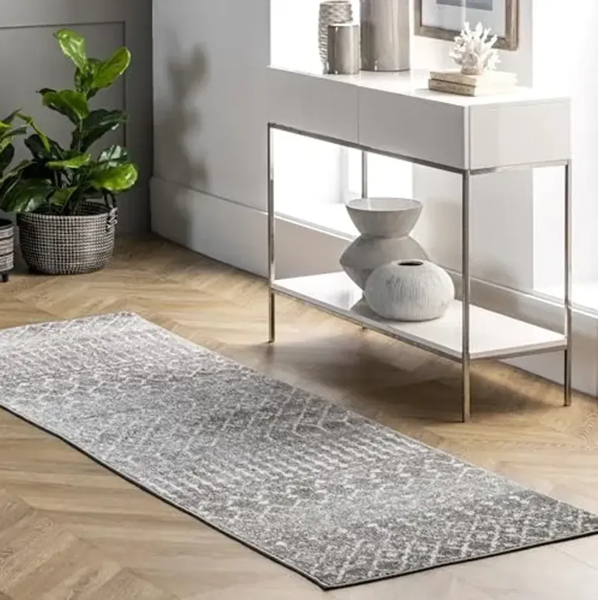 nuLOOM 2x8 Moroccan Blythe Area Rug, Dark Grey, Faded Bohemian Design, Stain Resistant, For Bedroom, Dining Room, Living Room, Hallway, Office, Kitchen, Entryway