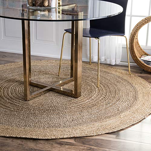 nuLOOM Eleonora Hand Woven Jute Area Rug, 8' Round, Grey