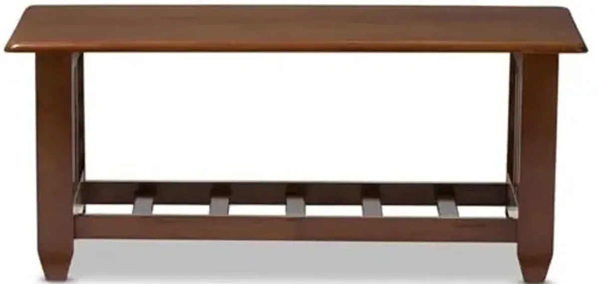 Baxton Studio Larissa Modern Classic Mission Style Living Room Occasional Coffee Table Rubberwood/Cherry Brown