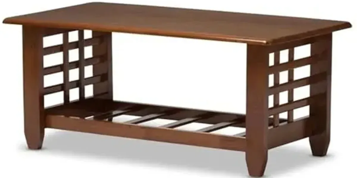 Baxton Studio Larissa Modern Classic Mission Style Living Room Occasional Coffee Table Rubberwood/Cherry Brown