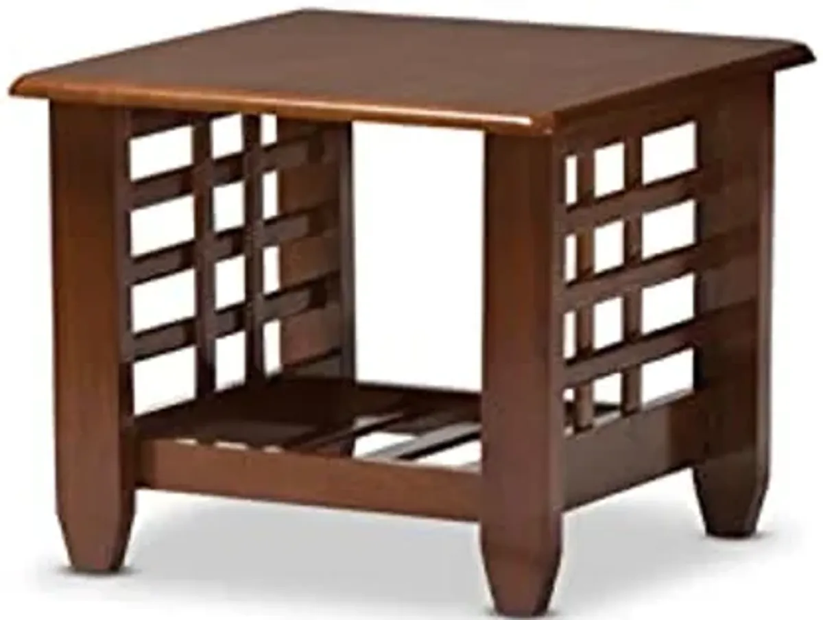 Baxton Studio Larissa Modern Classic Mission Style Cherry Finished Brown Wood Living Room Occasional End Table