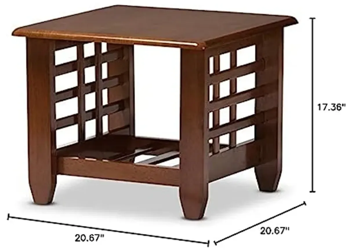 Baxton Studio Larissa Modern Classic Mission Style Cherry Finished Brown Wood Living Room Occasional End Table