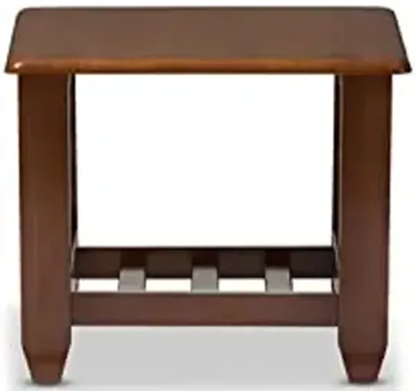 Baxton Studio Larissa Modern Classic Mission Style Cherry Finished Brown Wood Living Room Occasional End Table