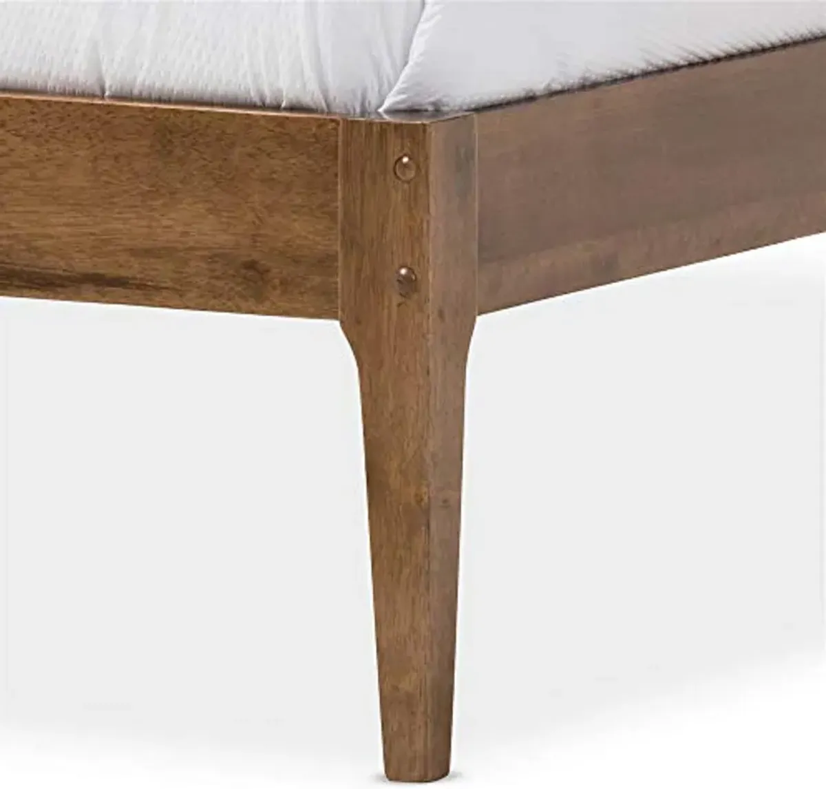 Baxton Studio Bentley Mid-Century Modern Walnut Finishing Solid Wood Queen Size Bed Frame