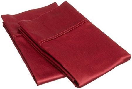 Sleepwell Bedding Egyptian Cotton 300-Thread-count Sateen Finish 2 Qty Pillow case King Size 20"x40" Burgundy Solid