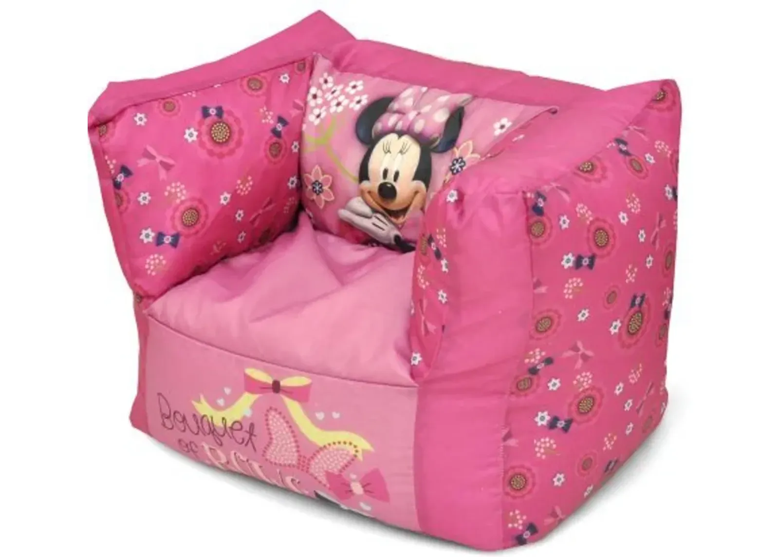 Idea Nuova Disney Minnie Mouse Decorative Square Bean Bag Chair, Pink