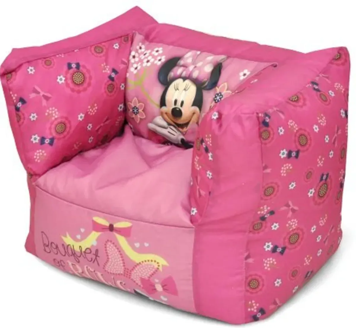 Idea Nuova Disney Minnie Mouse Decorative Square Bean Bag Chair, Pink