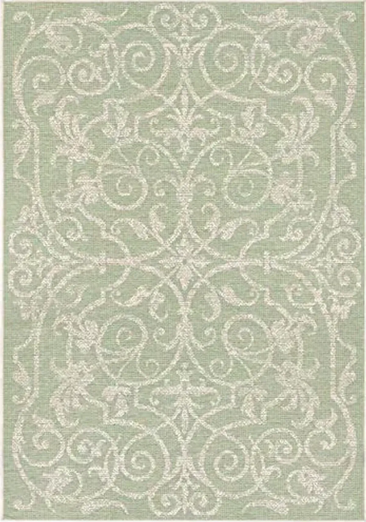Couristan Monaco Indoor Outdoor Area Rug - Summer Quay 2' x 3'7" in Ivory Light Green Flatweave Rug, Hose Washable, Pet Friendly, Patio and Home Decor
