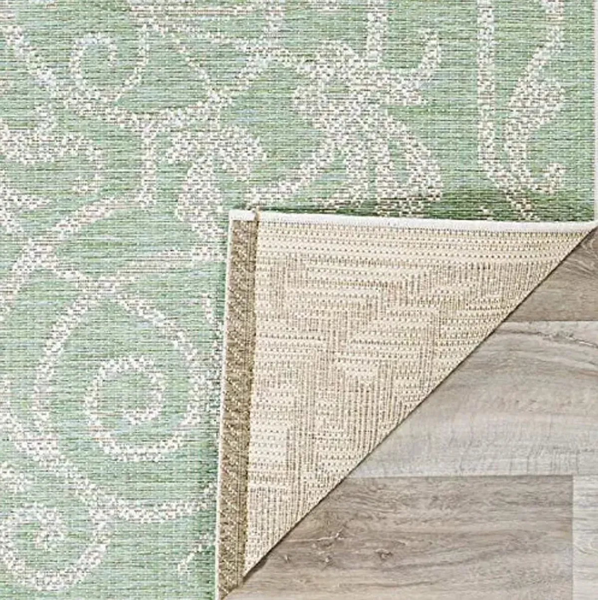 Couristan Monaco Indoor Outdoor Area Rug - Summer Quay 2' x 3'7" in Ivory Light Green Flatweave Rug, Hose Washable, Pet Friendly, Patio and Home Decor
