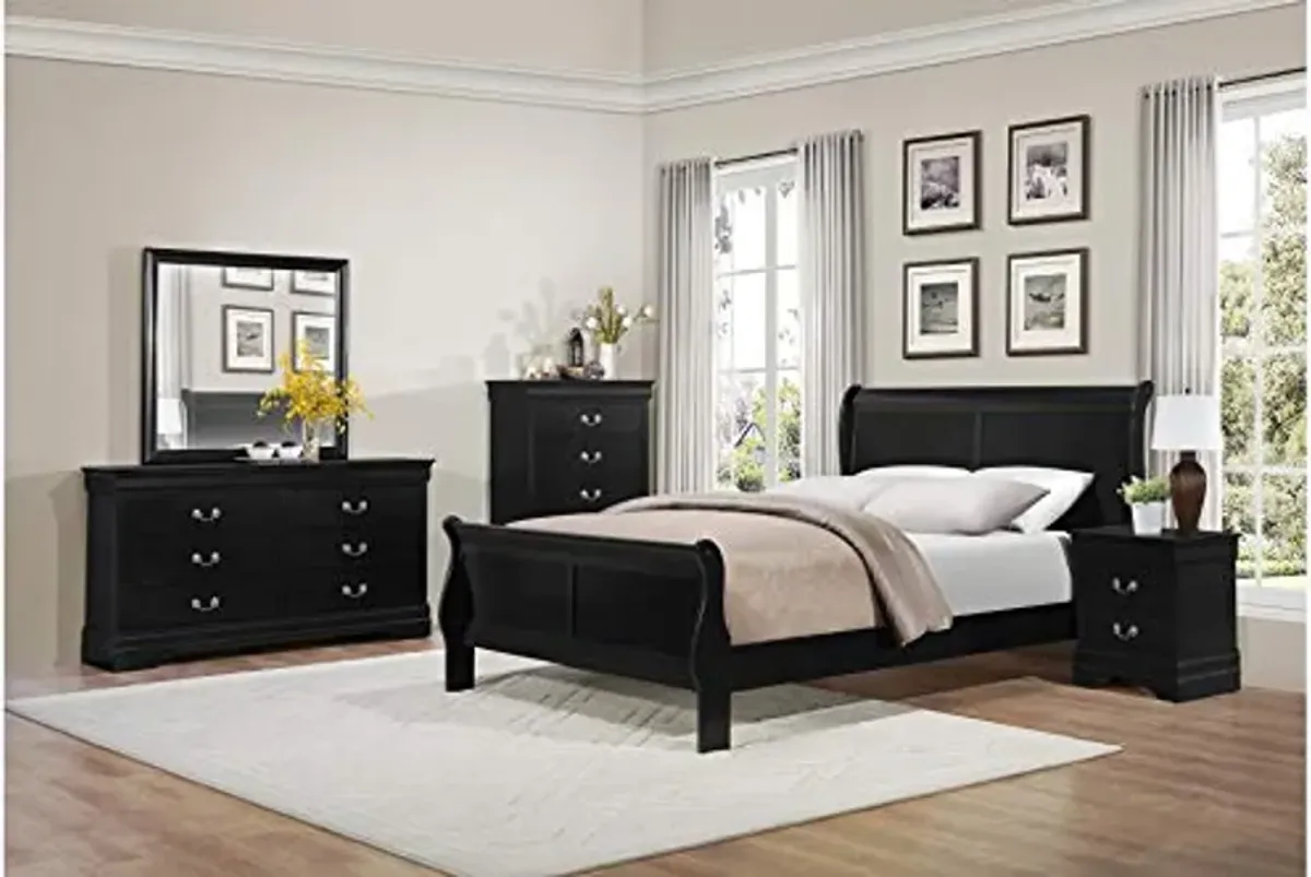 Homelegance Carell Furniture Modern Traditional Wood Queen Sleigh Bed in Black