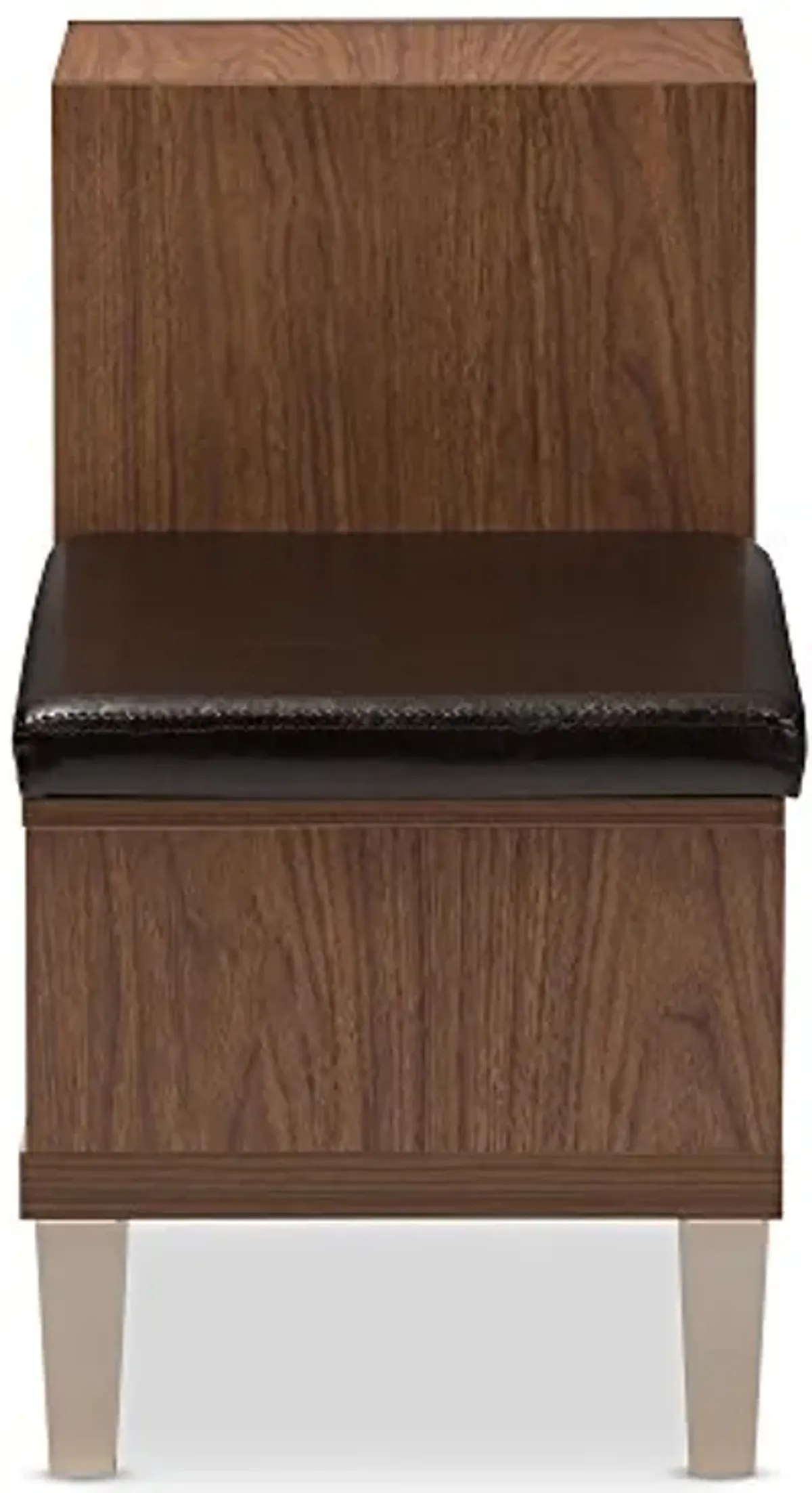 Baxton Studio Jaime Walnut Wood 3-Drawer Shoe Storage Padded Leatherette Seating Bench with Two Open Shelves