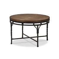 MOOSENG Gabie Vintage Industrial Round Coffee Cocktail Occasional Table, Antique Bronze, Gray