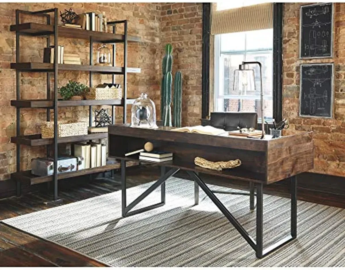 Signature Design by Ashley Starmore Urban Industrial 63" Home Office Desk with Open Storage Cubby, Brown