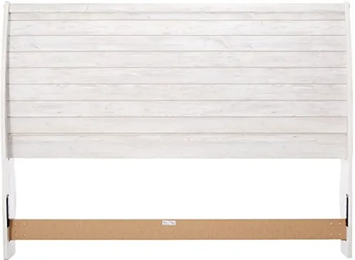 Signature Design by Ashley Willowton Cottage Farmhouse Sleigh Headboard ONLY, King, Whitewash