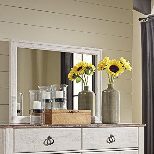 Ashley Furniture Willowton Bedroom Mirror in Whitewash