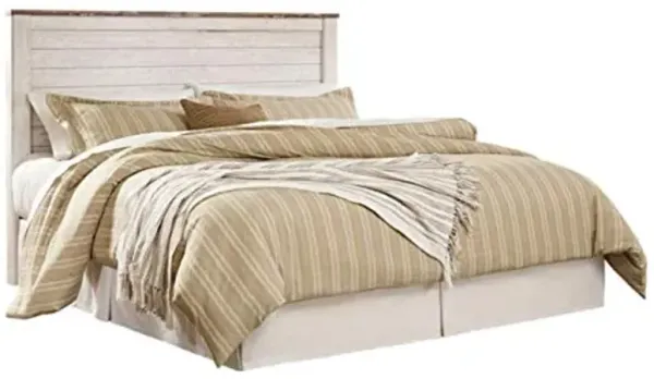 Signature Design by Ashley Willowton Cottage Farmhouse Panel Headboard ONLY, King/California, Whitewash