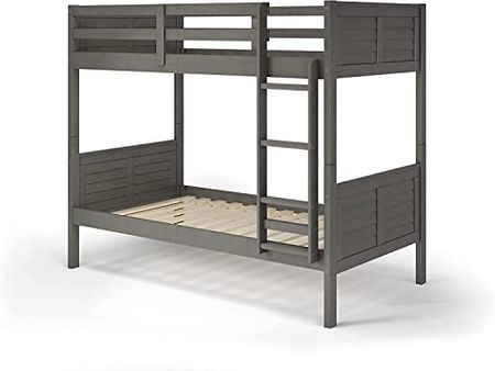 Manhattan Comfort Empire Solid Pine Wood Bunk Bed, Twin, Grey