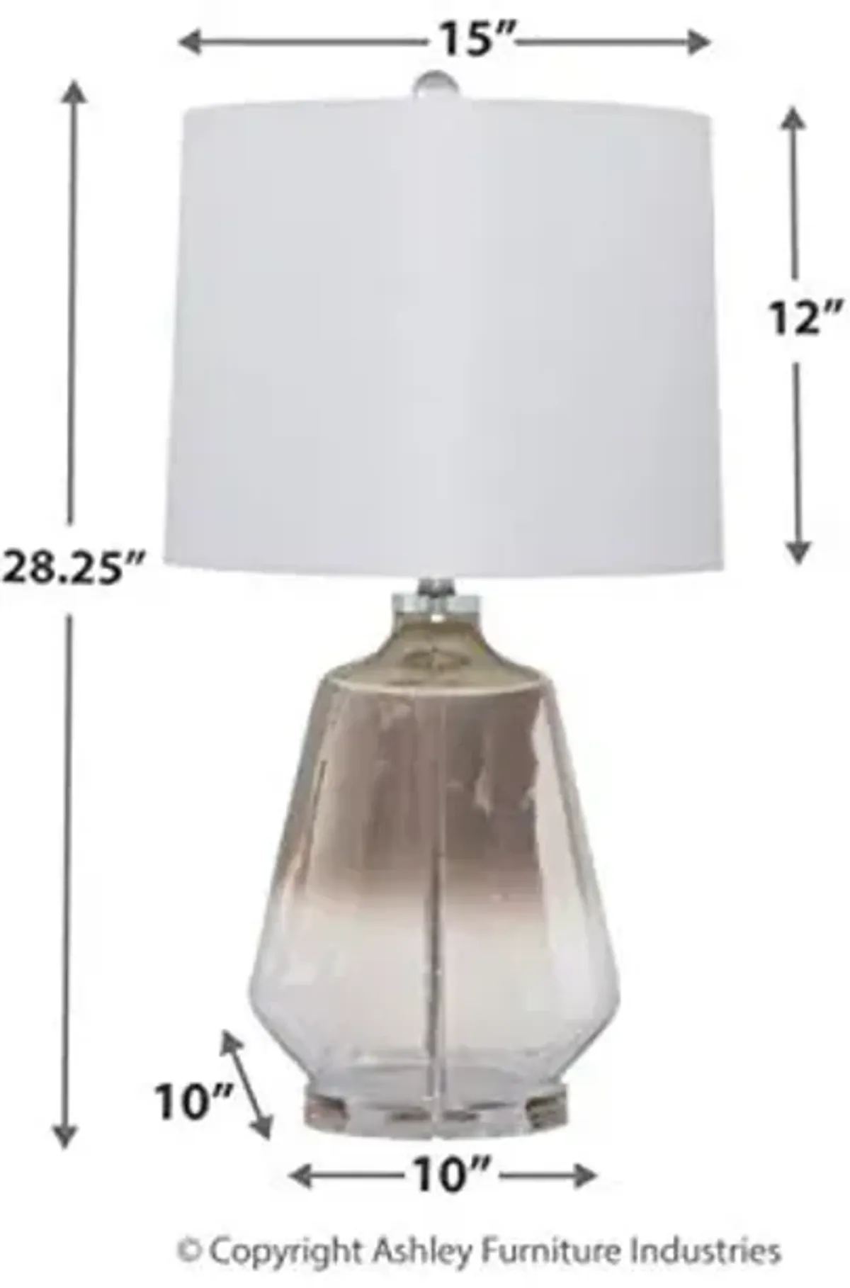 Signature Design by Ashley Jaslyn Ombre 28" Glass Table Lamp with White Shade, Silver Finish