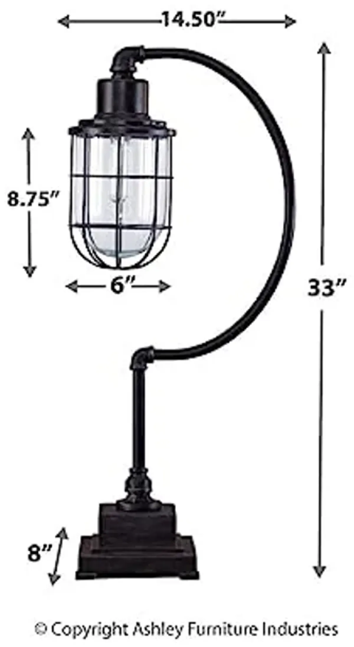 Signature Design by Ashley L734232 Lamp, Antique Black, 14"w x 8"d x 33"h