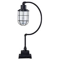Signature Design by Ashley Jae Industrial 33.25" Metal Desk Lamp with Glass Shade, Black with Antique Finish