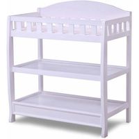 Delta Children's Changing Table with Pad, Strong and sturdy wood construction, White Color