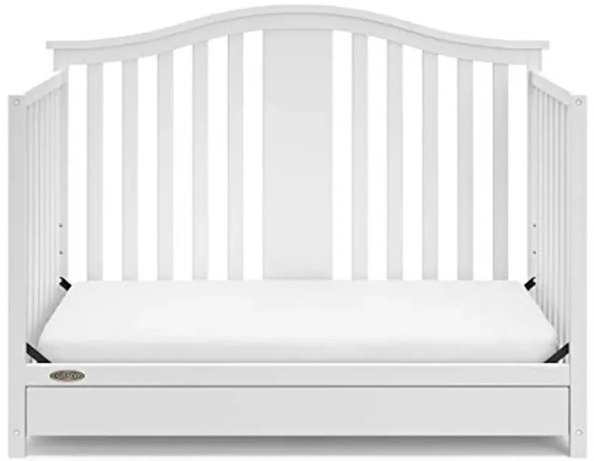 Graco Solano 4-in-1 Convertible Crib with Drawer Combo (White) – GREENGUARD Gold Certified, Includes Full-Size Nursery Storage Drawer, Converts to Toddler Bed and Full-Size Bed