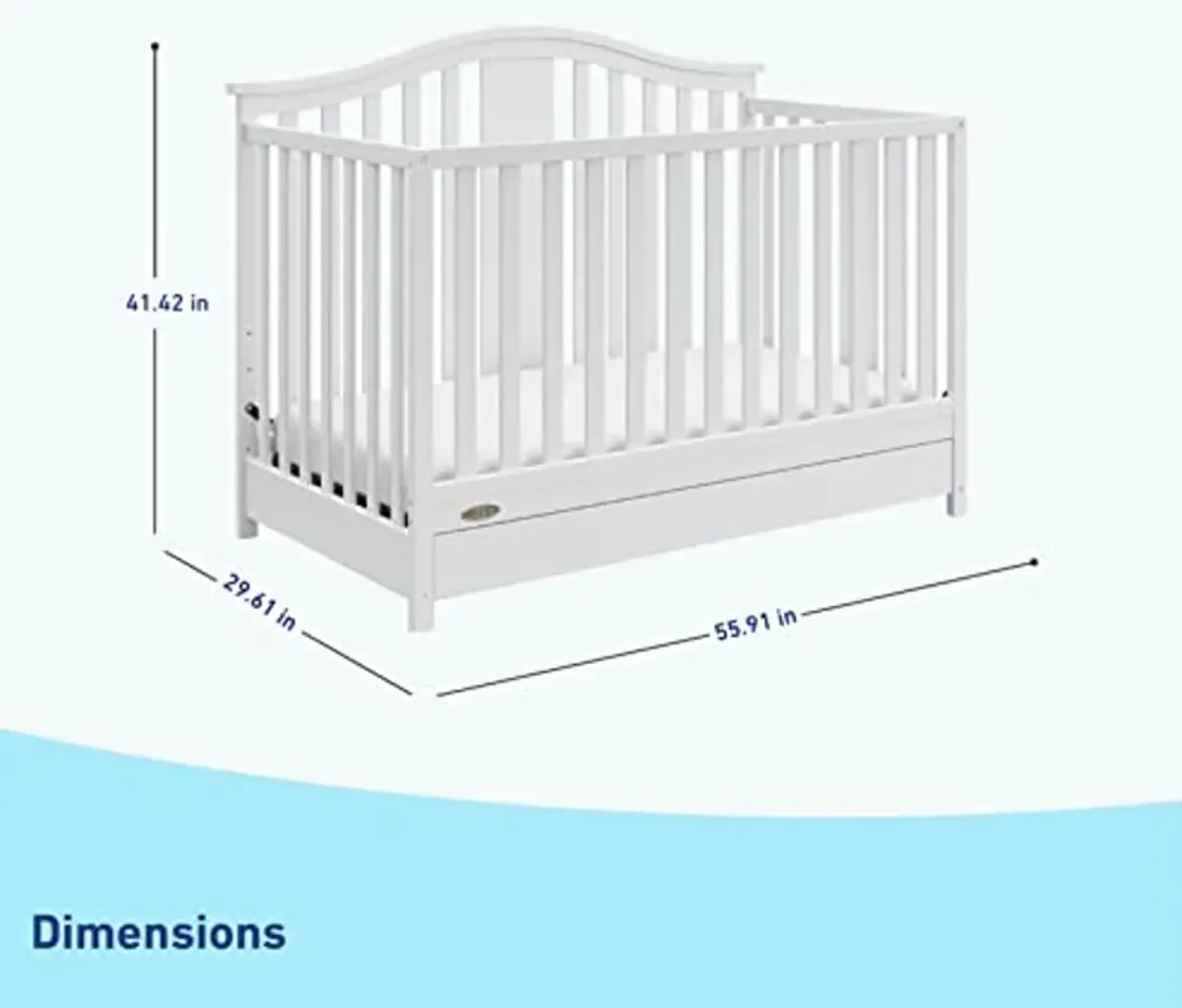 Graco Solano 4-in-1 Convertible Crib with Drawer Combo (White) – GREENGUARD Gold Certified, Includes Full-Size Nursery Storage Drawer, Converts to Toddler Bed and Full-Size Bed