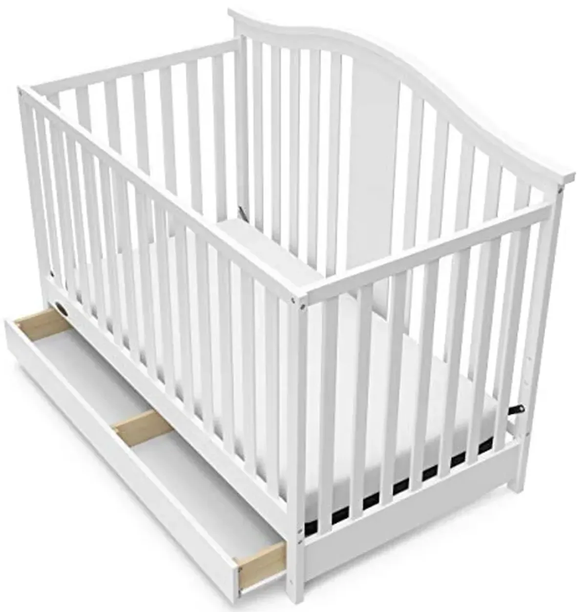 Graco Solano 4-in-1 Convertible Crib with Drawer Combo (White) – GREENGUARD Gold Certified, Includes Full-Size Nursery Storage Drawer, Converts to Toddler Bed and Full-Size Bed