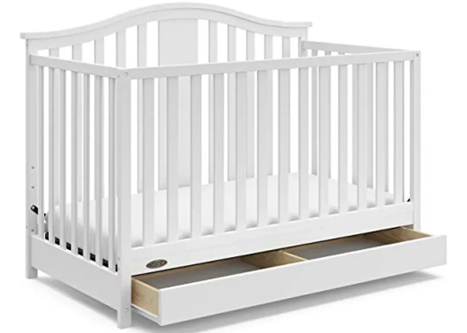 Graco Solano 4-in-1 Convertible Crib with Drawer Combo (White) – GREENGUARD Gold Certified, Includes Full-Size Nursery Storage Drawer, Converts to Toddler Bed and Full-Size Bed