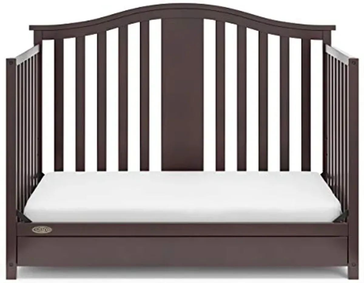 Graco Solano 4-in-1 Convertible Crib with Drawer (Espresso) – GREENGUARD Gold Certified, Crib with Drawer Combo, Includes Full-Size Nursery Storage Drawer, Converts to Toddler Bed and Full-Size Bed