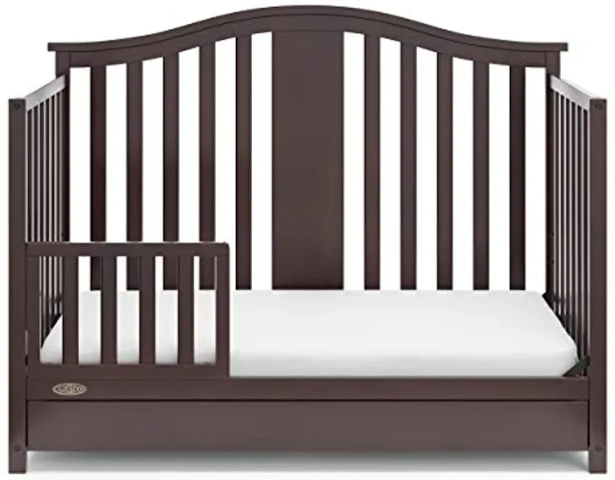 Graco Solano 4-in-1 Convertible Crib with Drawer (Espresso) – GREENGUARD Gold Certified, Crib with Drawer Combo, Includes Full-Size Nursery Storage Drawer, Converts to Toddler Bed and Full-Size Bed