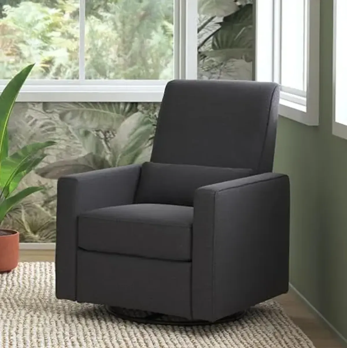DaVinci Piper 360° Swivel Rocker Recliner Chair - Glider Rocking Chair for Nursery and Living Room - GREENGUARD Gold, FSC & Certi-PUR US Certified - Ultra Comfy Nursery Glider Recliner - Dark Grey