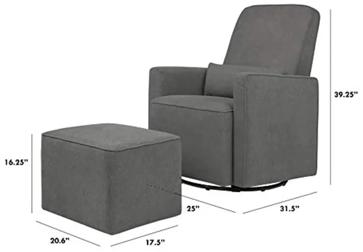 DaVinci Olive Upholstered Swivel Glider with Bonus Ottoman in Dark Grey, Greenguard Gold & CertiPUR-US Certified