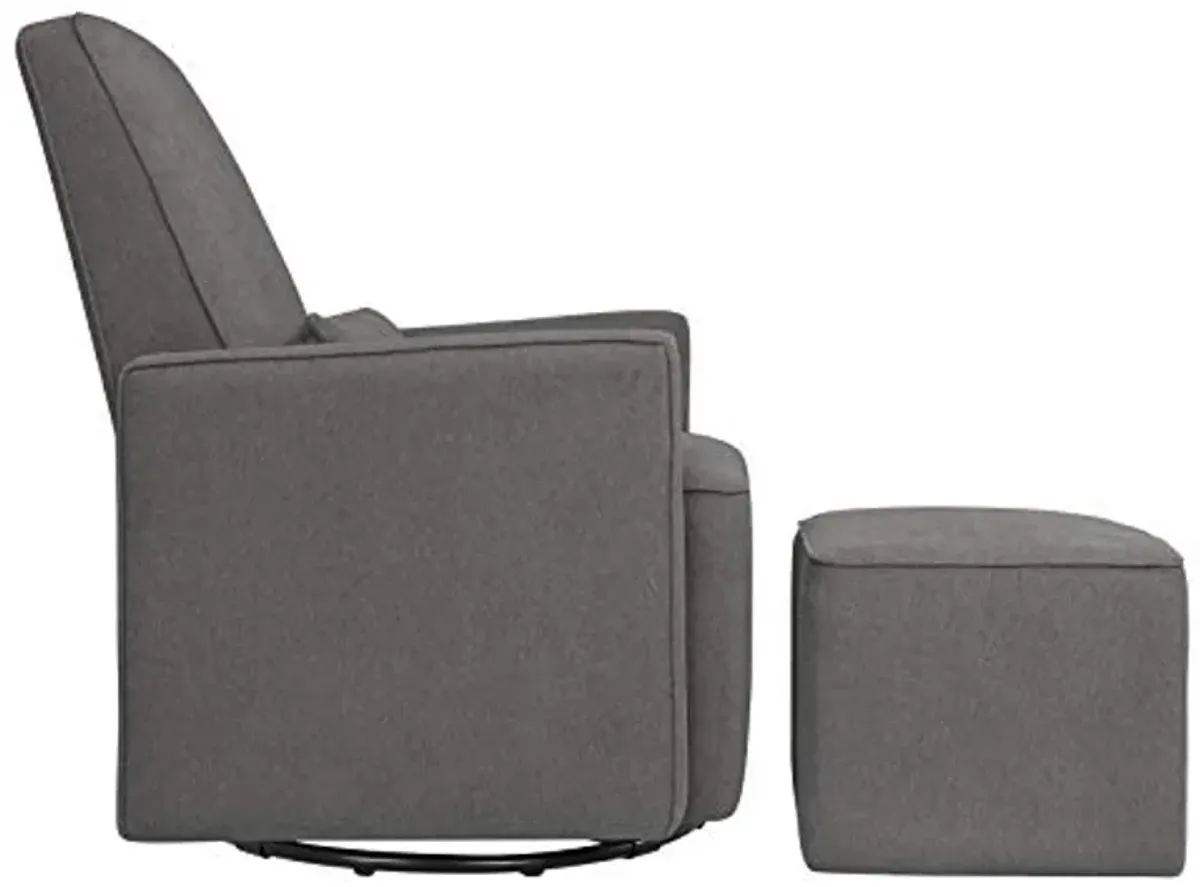 DaVinci Olive Upholstered Swivel Glider with Bonus Ottoman in Dark Grey, Greenguard Gold & CertiPUR-US Certified