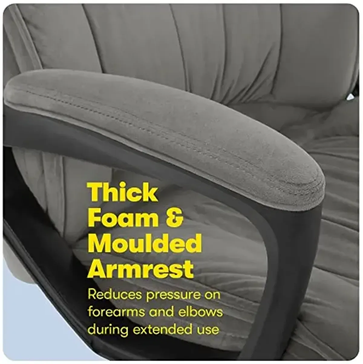 Serta Hannah Executive Home Office Desk Chair, Ergonomic Mid-Back with Lumbar Support, Firm Seat Cushion, Layered Body Pillows, Padded Armrests, Swivel Base, Easy Assembly, Microfiber, Black/Grey