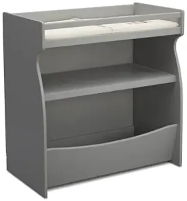 Delta Children 2-in-1 Changing Table and Storage Unit with Changing Pad, Grey