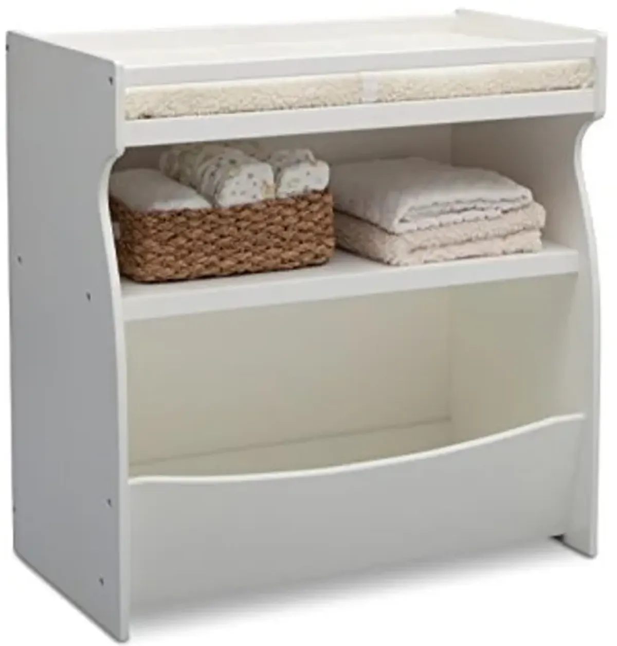 Delta Children 2-in-1 Changing Table and Storage Unit with Changing Pad, Bianca White