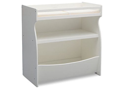 Delta Children 2-in-1 Changing Table and Storage Unit with Changing Pad, Bianca White