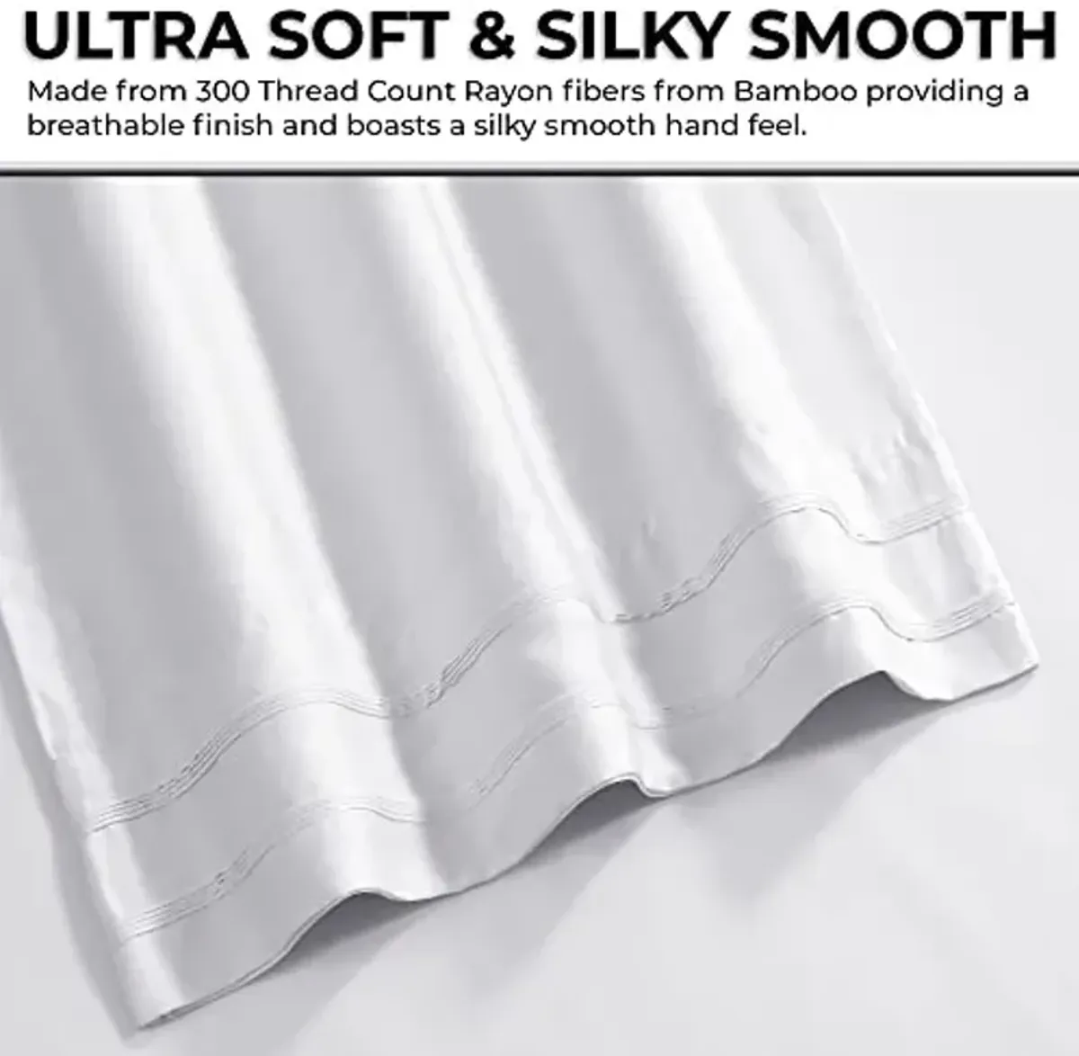 Tribeca Living BAMB300SSCKWH 300 TC Rayon from Bamboo Deep Pocket Sheet Set, White, Cal King