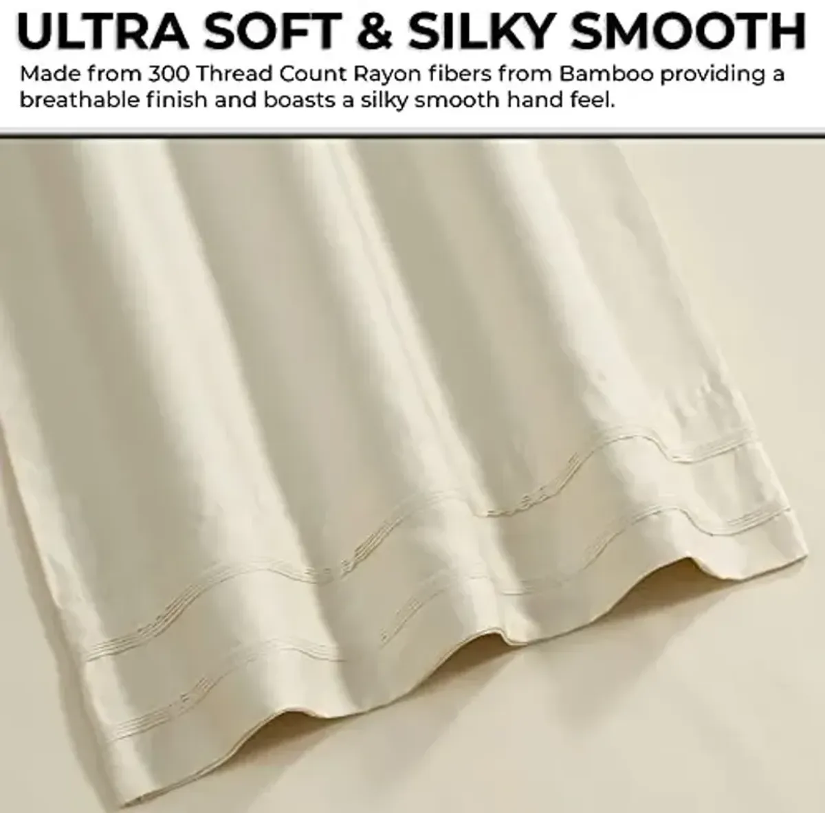 Tribeca Living BAMB300PCSTIV 300 TC Rayon from Bamboo Pillow Pair, Ivory, Standard